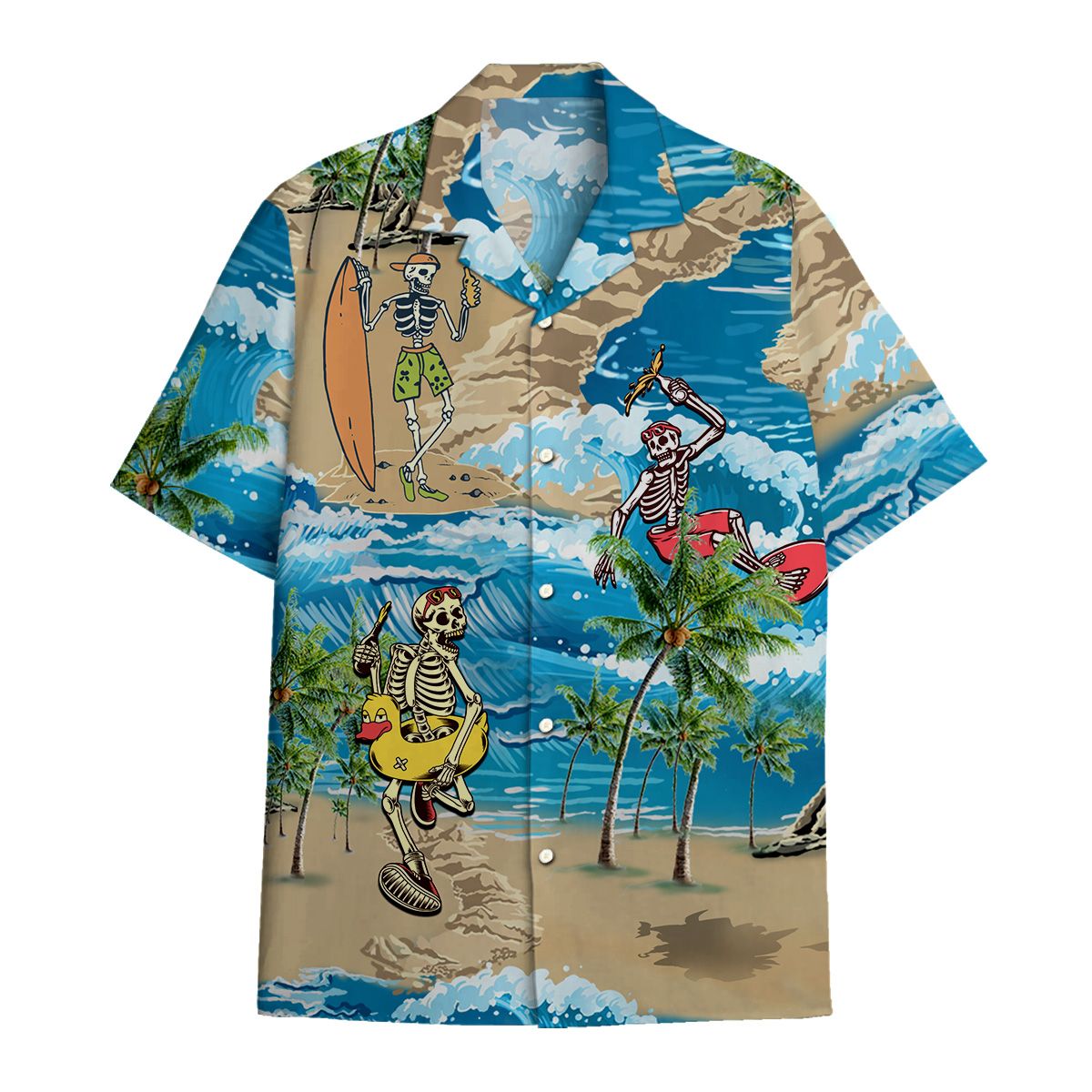 Surfing Skull Hawaiian Shirt For Men Hawaiian Shirt