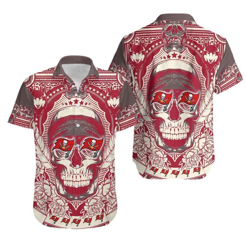 Tampa Bay Buccaneers Skull Nfl Hawaiian Shirt For Fans-1