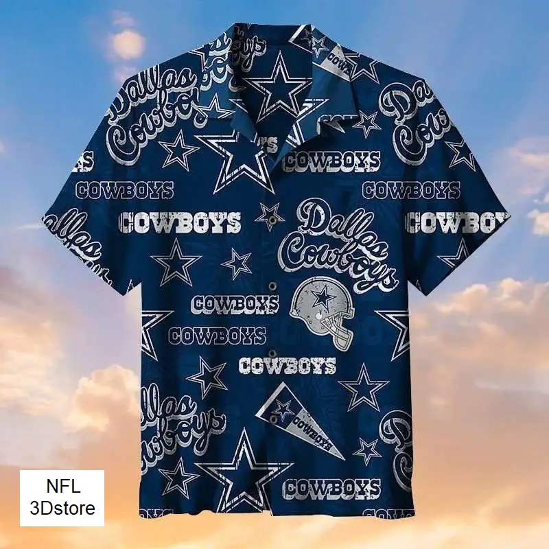 Team Dallas Cowboys Nfl Hawaiian Full 3d Shirt For Fans-1