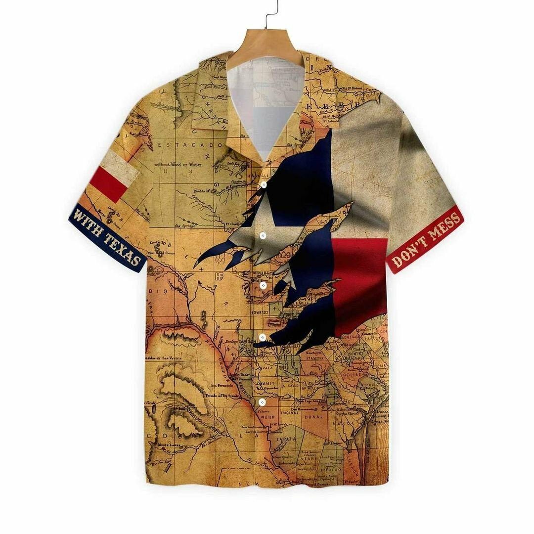 Texas Flag And Map Dont Mess With Texas 3d All Over Printed Hawaiian Shirt