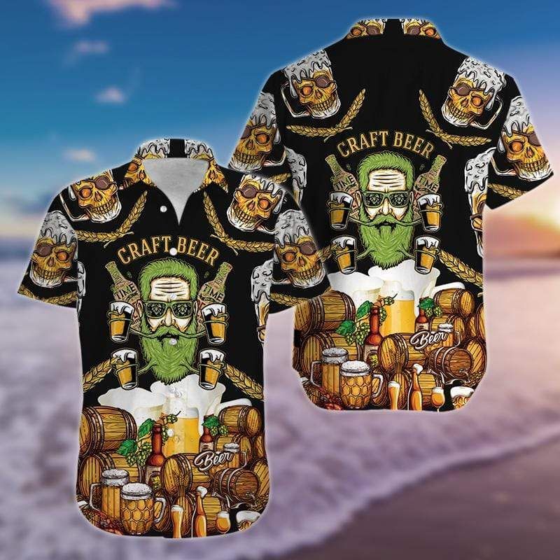 The Old Man And Skull Craft Beer Hawaiian Aloha Shirts