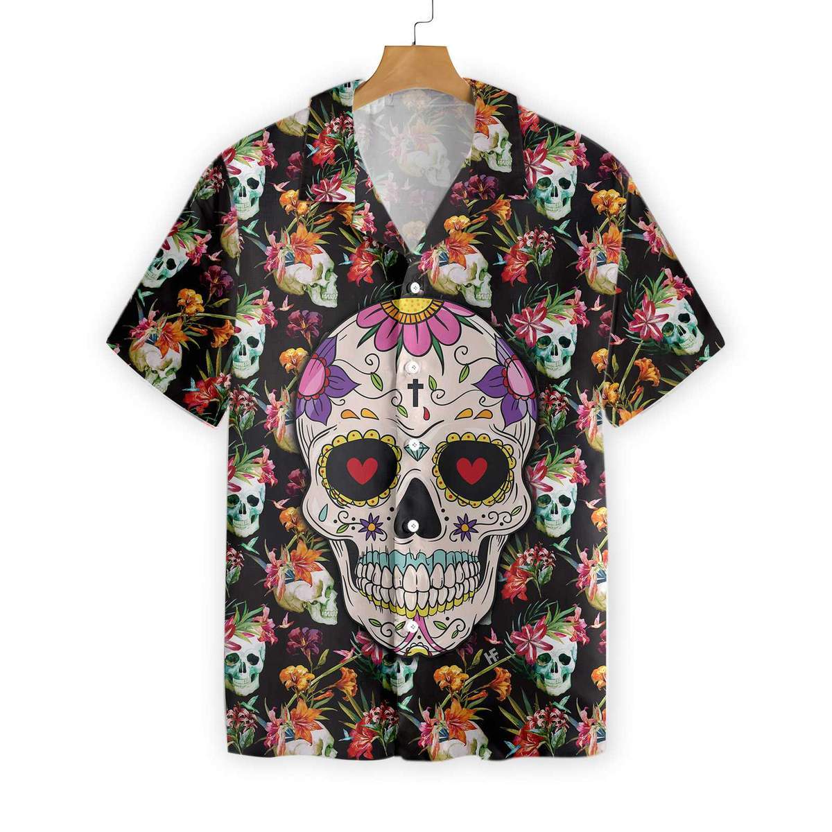 The Tropical Floral Skull Hawaiian Shirt-1