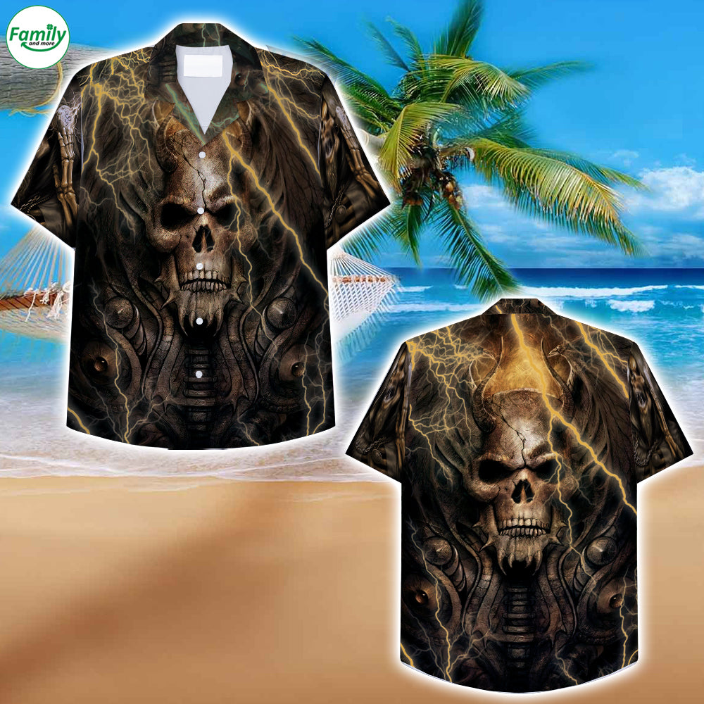 Thunder Golden Skull Hawaiian Shirt –