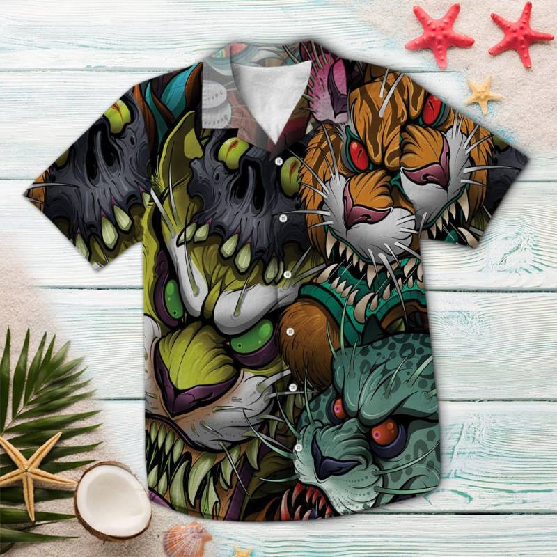 Tigers With Skull Hawaiian Shirt