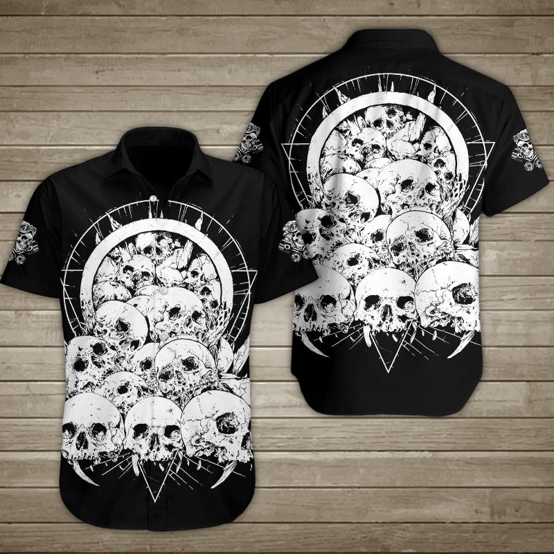 Too Many Skulls Hawaiian Shirt Summer Button Up For Men Women Couple