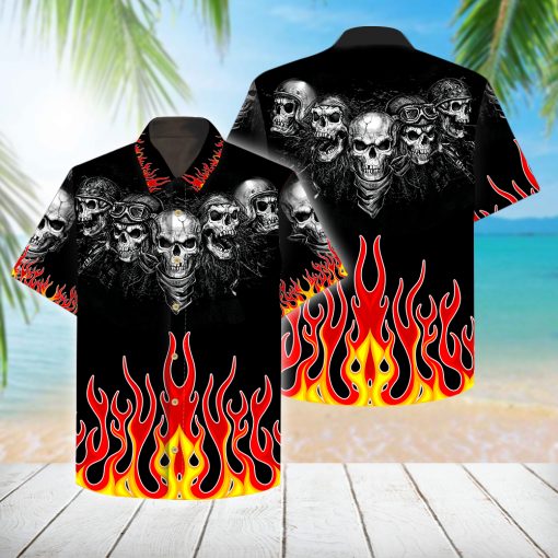 Tribal Fire Skull Hawaiian Shirt