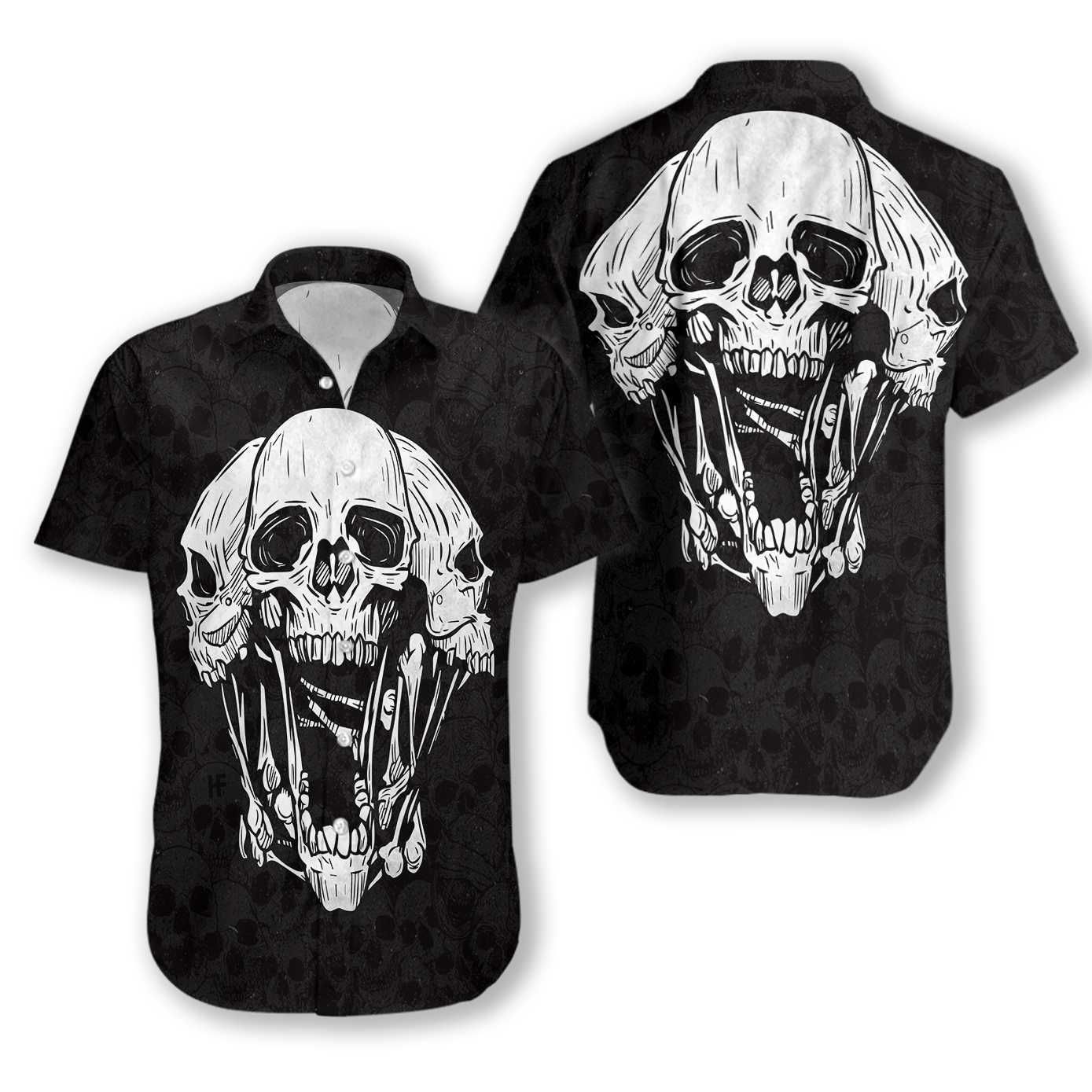 Triple Skull Ez22 2710 Hawaiian Aloha Shirts Aloha Shirts-1
