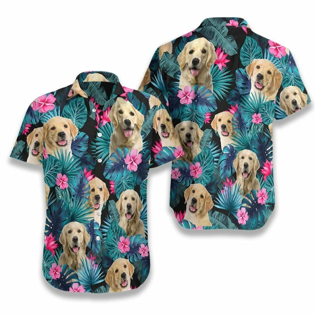 Tropical Golden Dog 3d All Over Printed Hawaiian Shirt