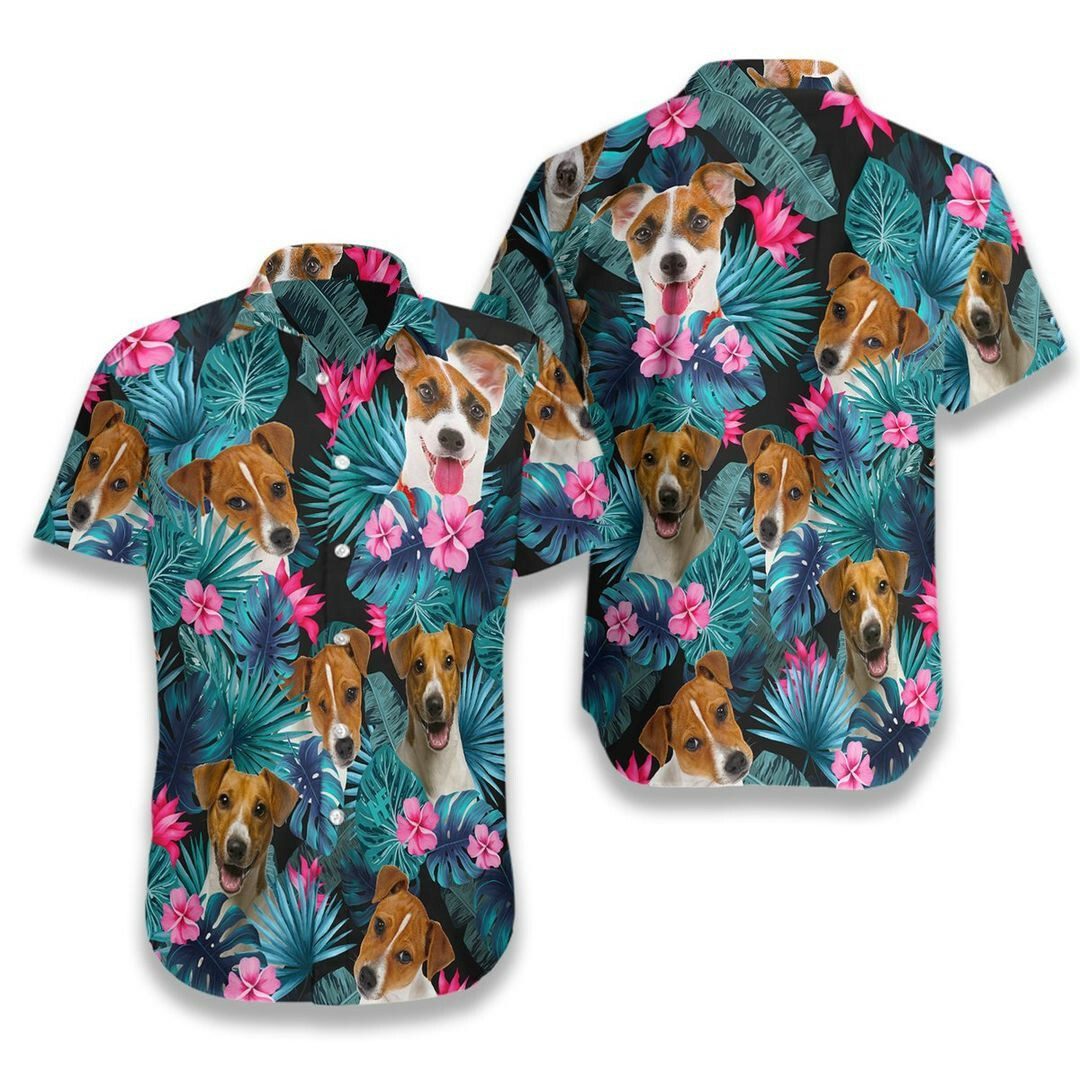 Tropical Jack Russell Terrier 3d All Over Printed Hawaiian Shirt