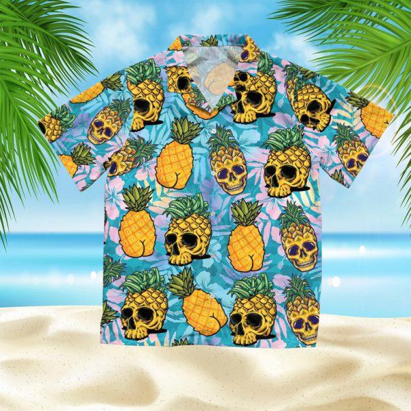 Tropical Pineapple Skull Hawaiian Shirt For Men Women Adult Hw4461-1