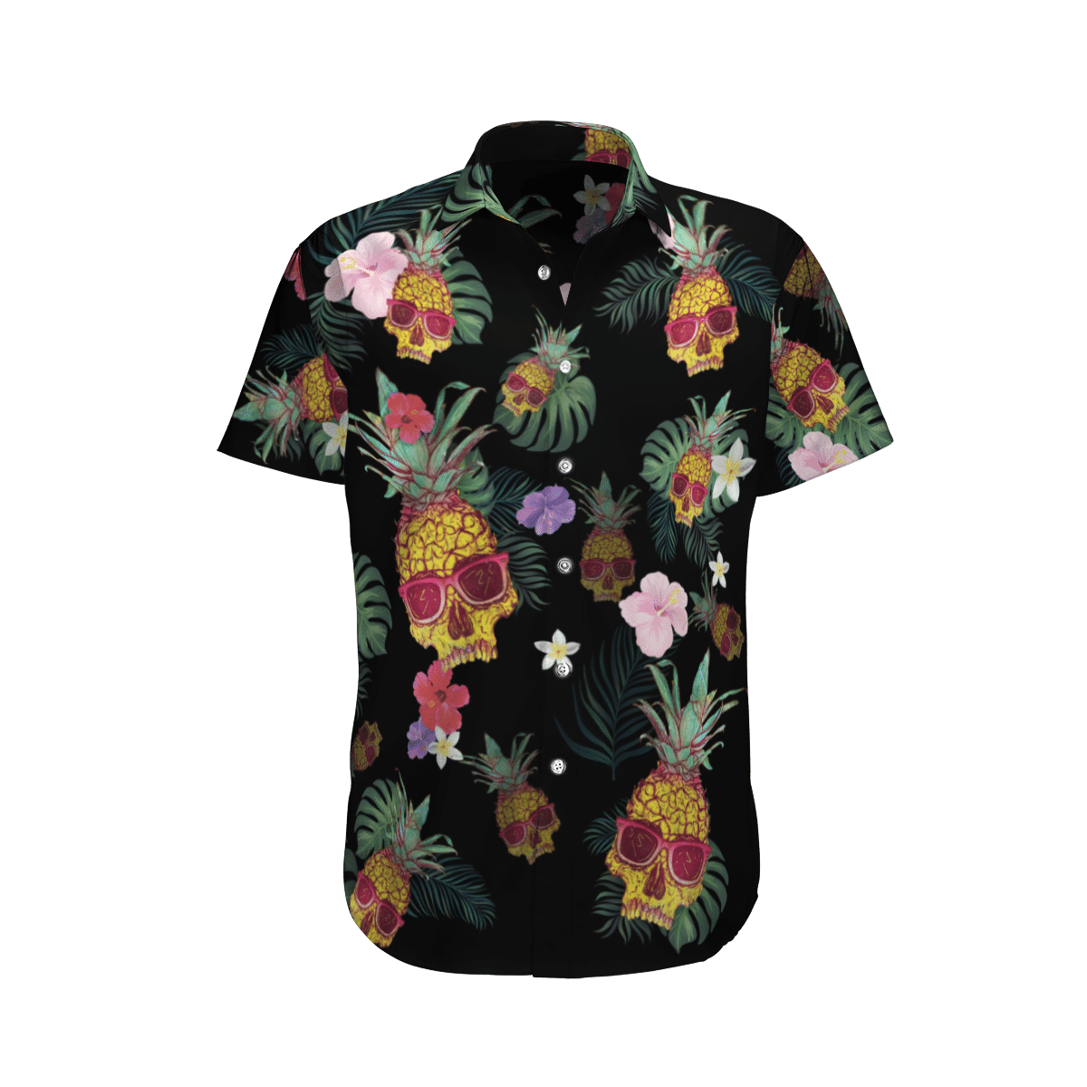 Tropical Pineapple Skull Hawaiian Shirt-1