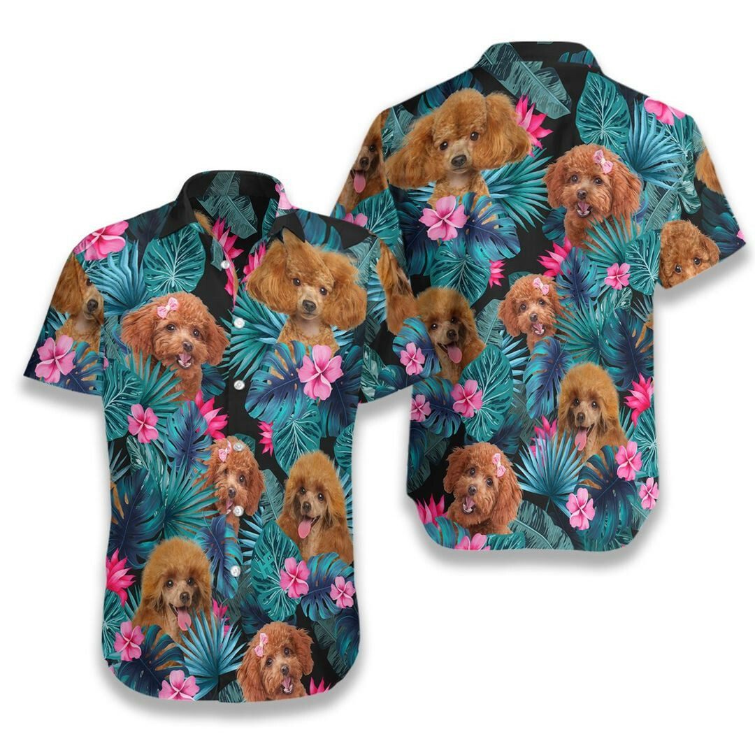 Tropical Poodle 3d All Over Printed Hawaiian Shirt