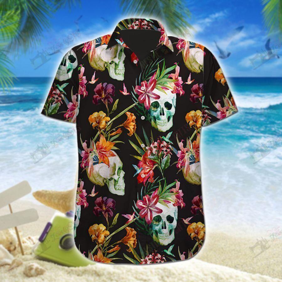 Tropical Skull Colorful Hawaiian Shirts Swim Trunks Beach Shorts Hawaiian Shirt