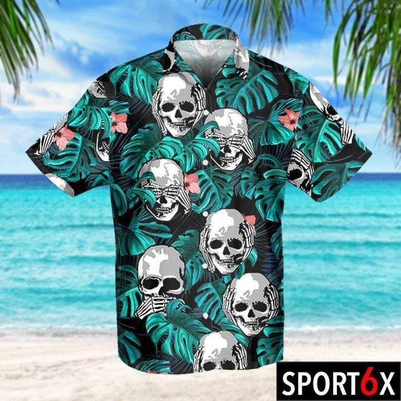 Tropical Skull Funny Aloha Hawaiian Shirt Colorful Short Sleeve Summer Beach