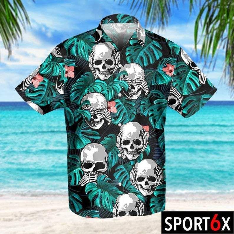 Tropical Skull Funny Unisex Hawaiian Aloha Shirts