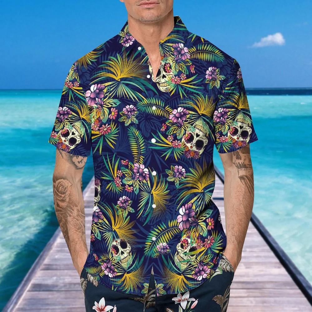 Tropical Sugar Skull Hawaiian Shirt