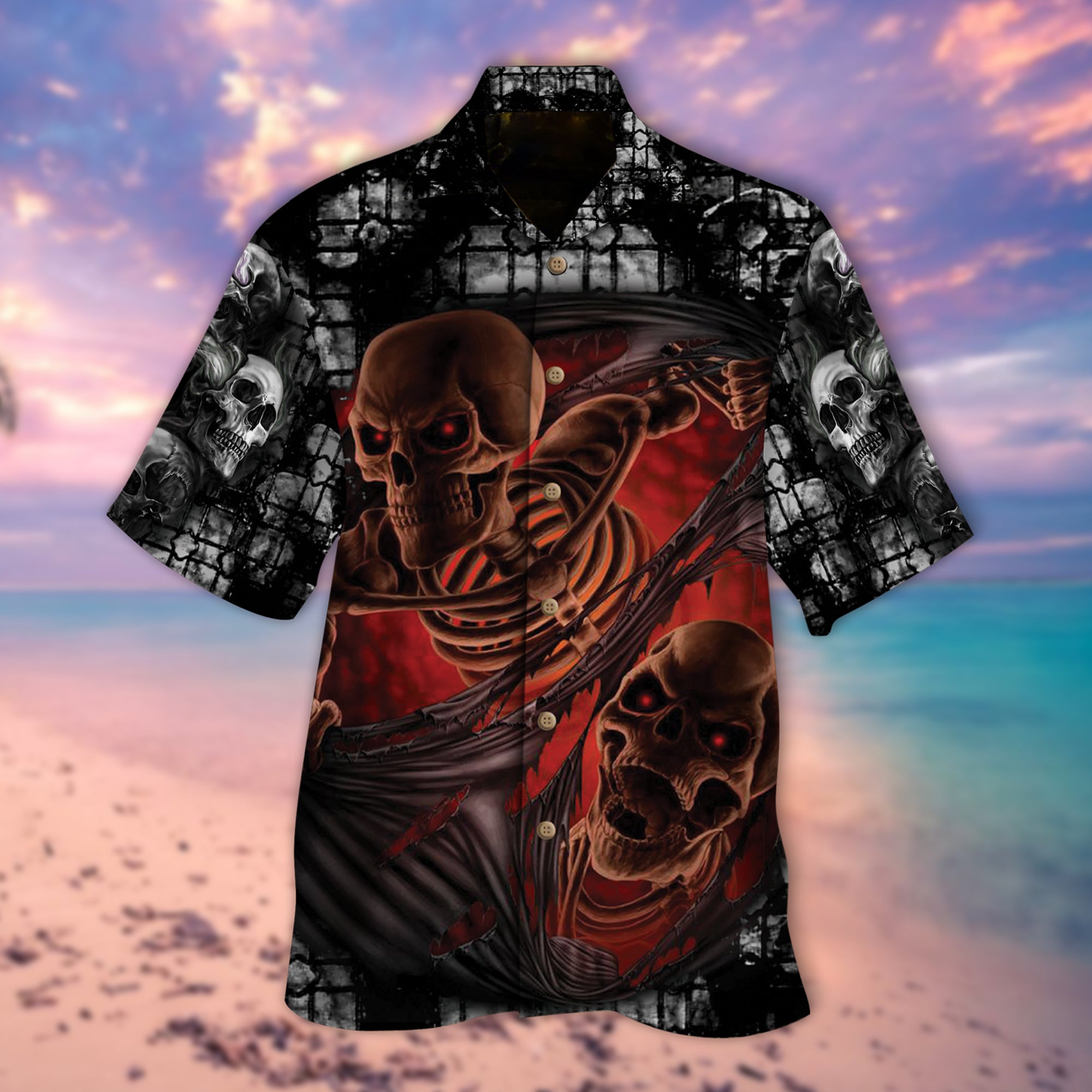 Twins Skull Hawaiian Shirt – Pp062-1