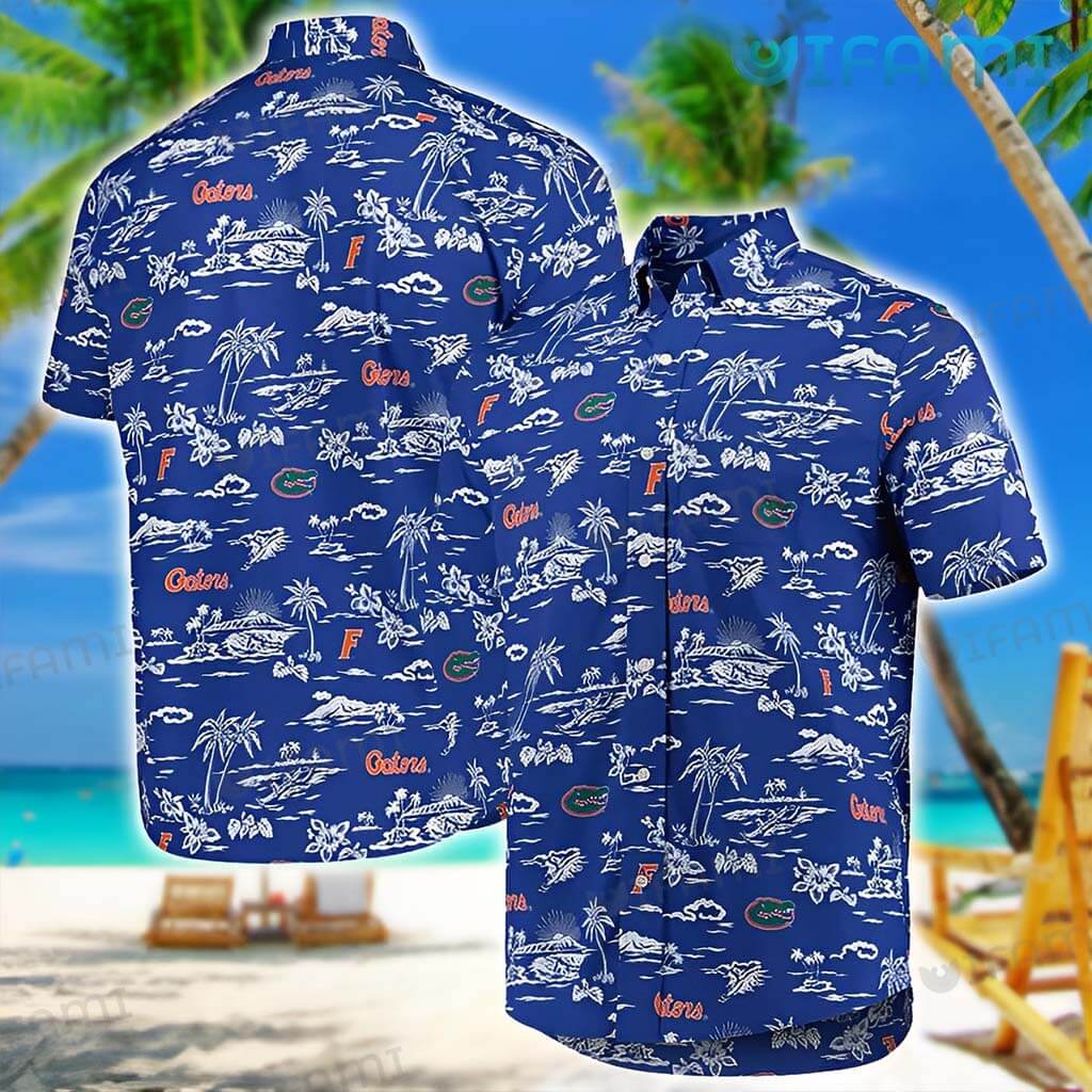 Uf Hawaiian Shirt Blue Beach Tropical Leaves Florida Gators Gift