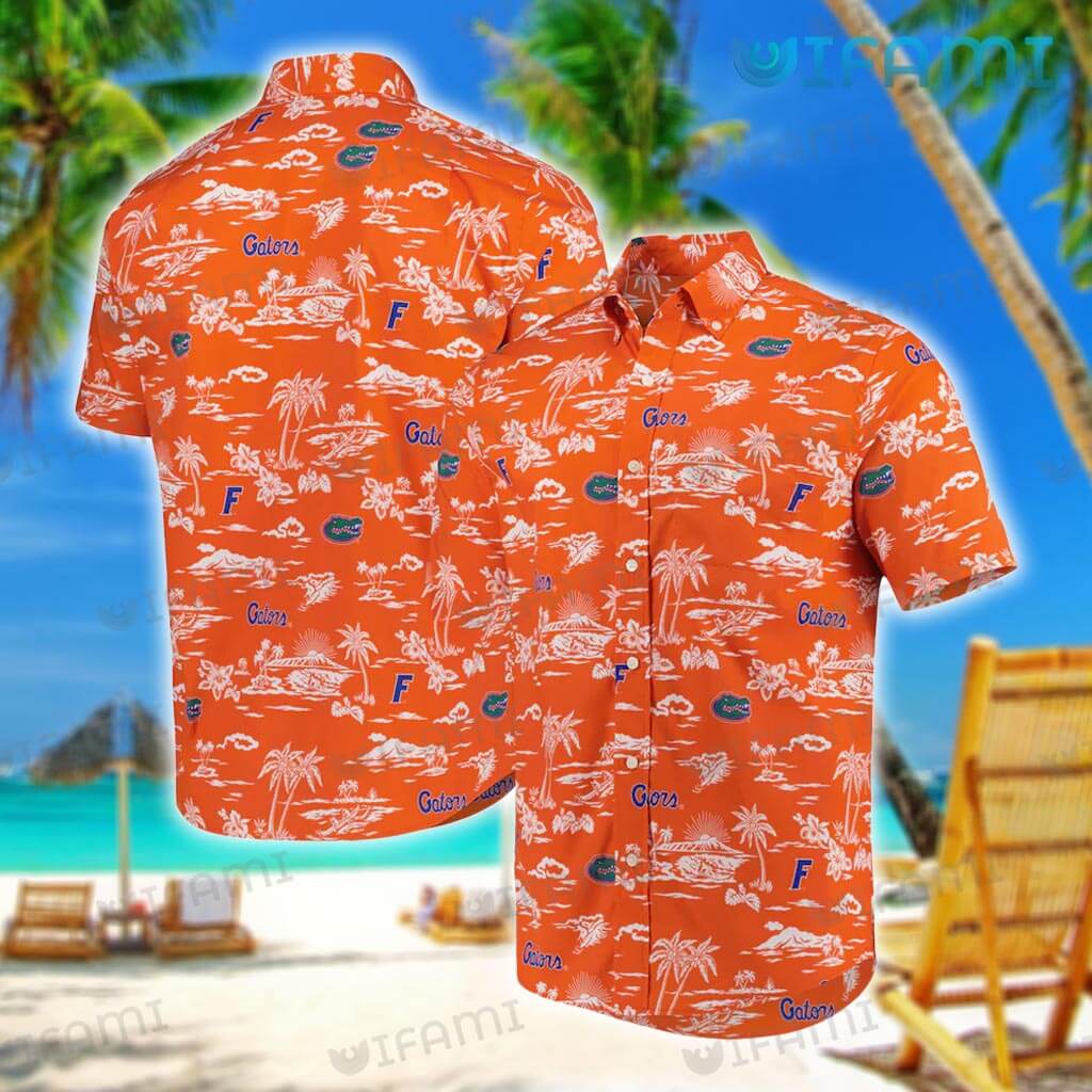 Uf Hawaiian Shirt Orange Beach Tropical Leaves Florida Gators Gift