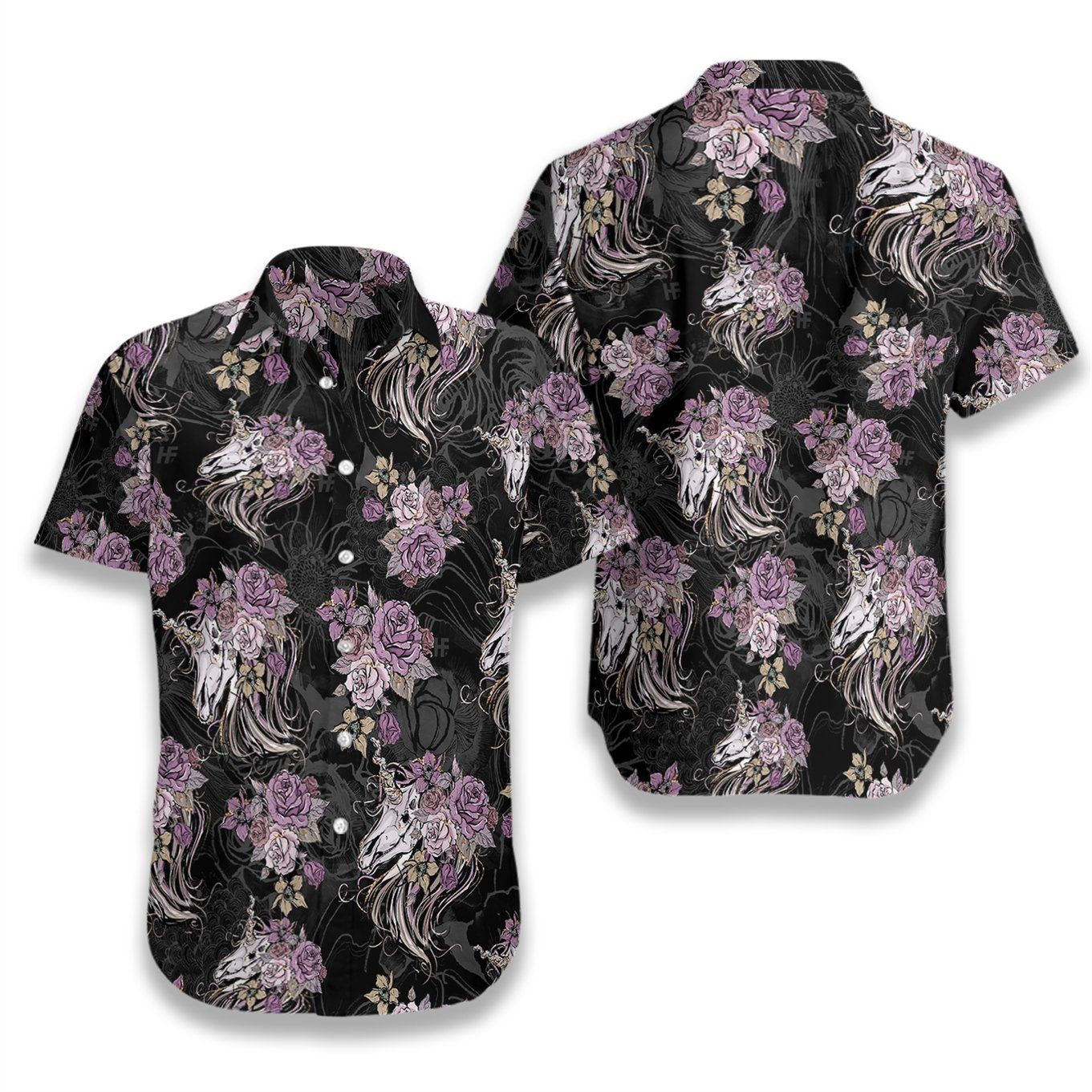 Unicorn Skull Flowers Ez02 1708 Hawaiian Shirt-1