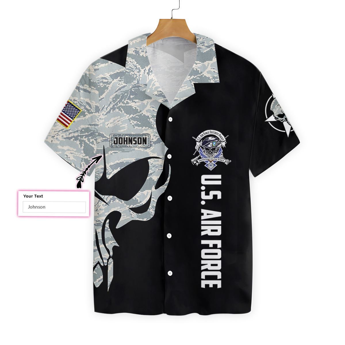Us Air Force Digital Camo Skull Custom Hawaiian Shirt For Men Hawaiian Shirt