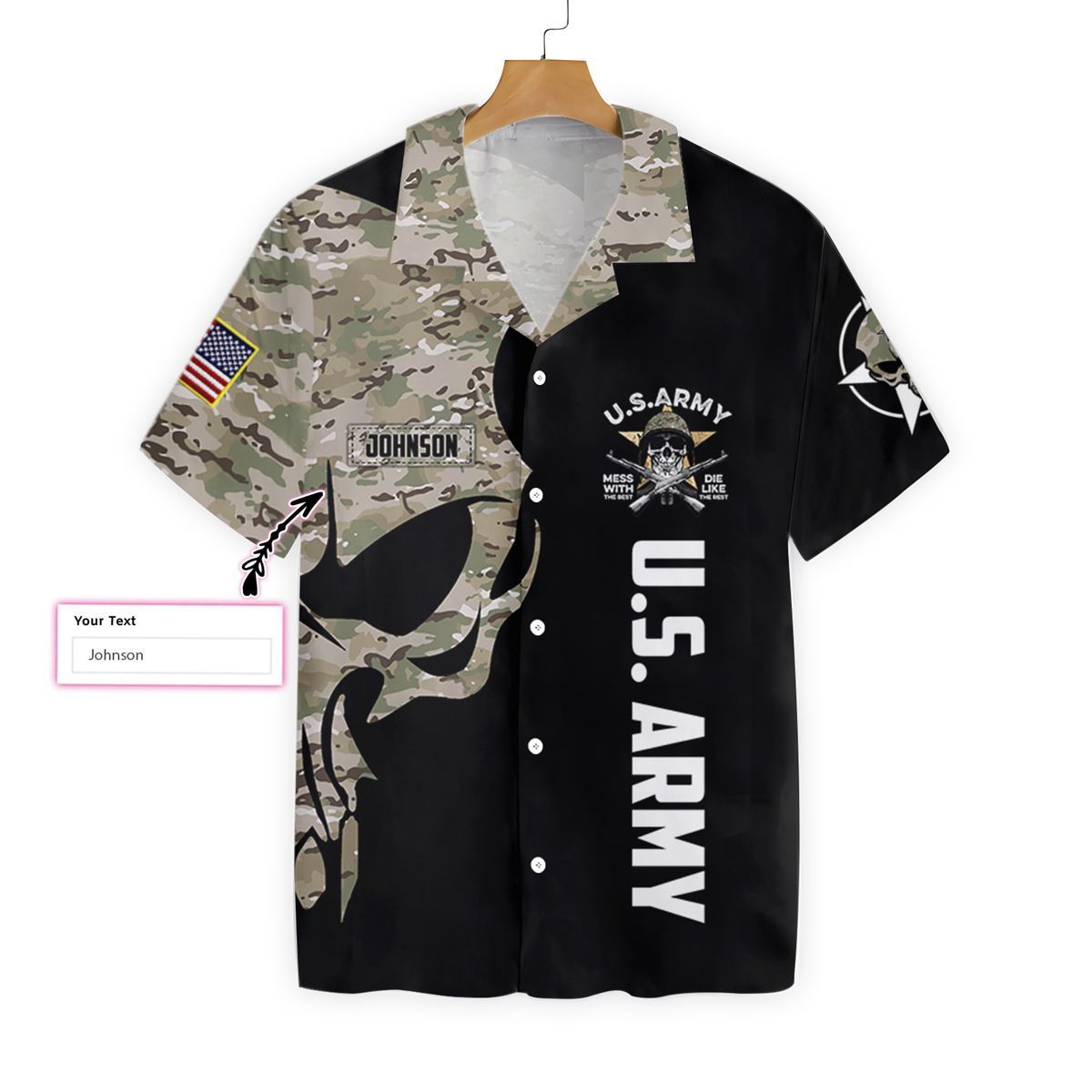 Us Army Digital Camo Skull Personalized Hawaiian Shirt-1