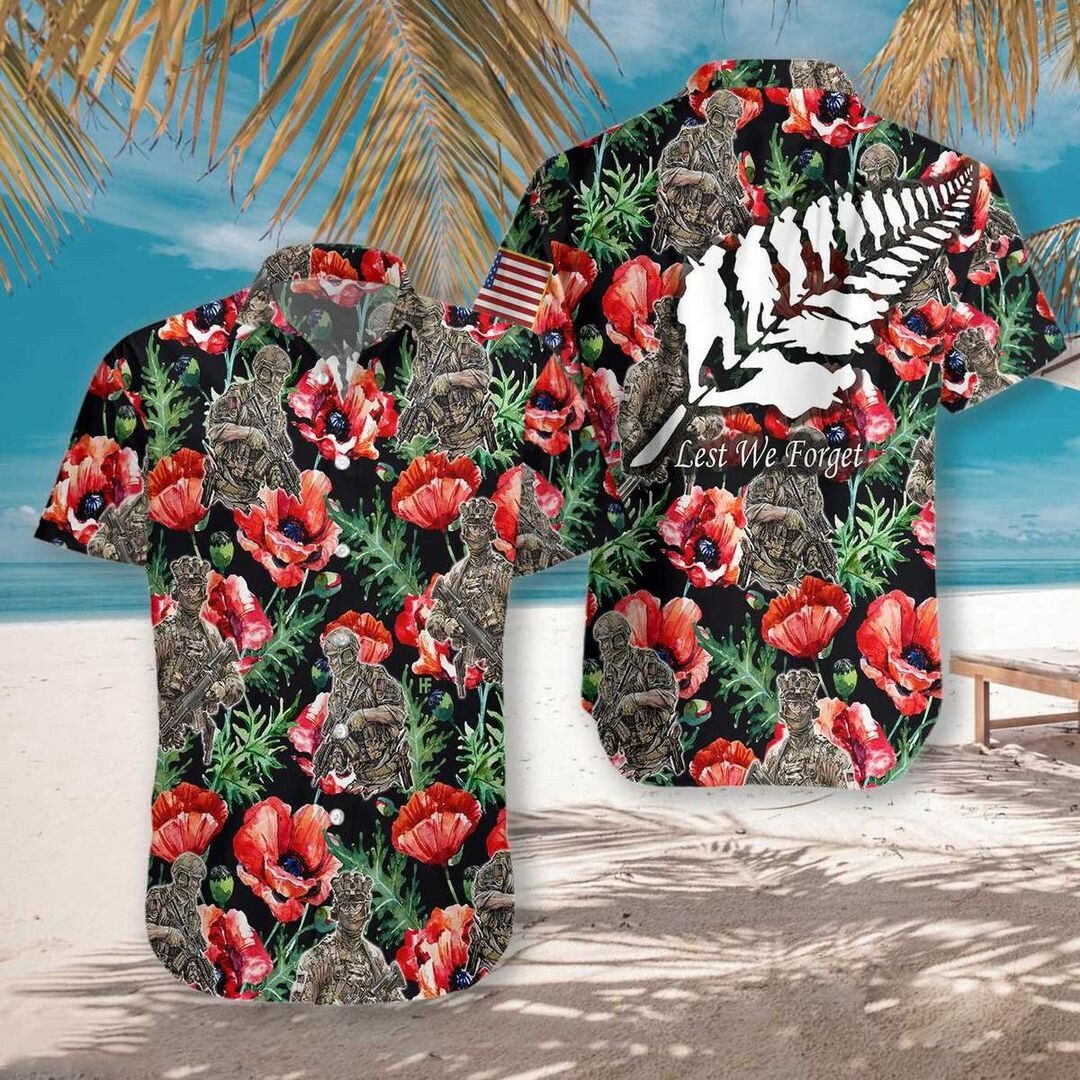 Veteran Less We Forget 3d All Over Printed Hawaiian Shirt