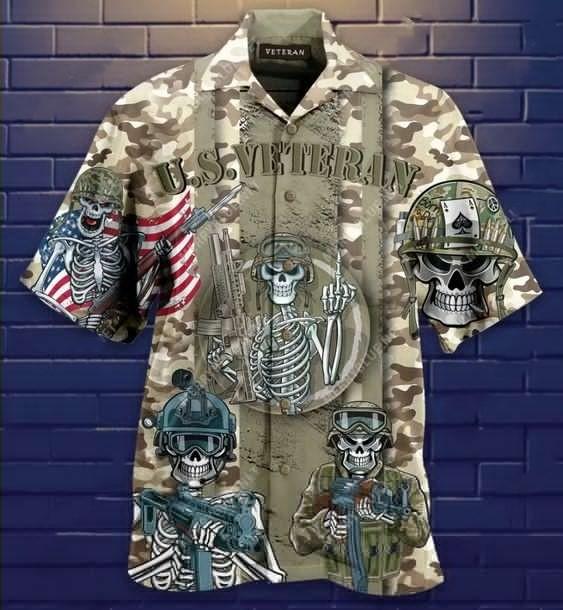 Veteran Skull Hawaiian Shirt