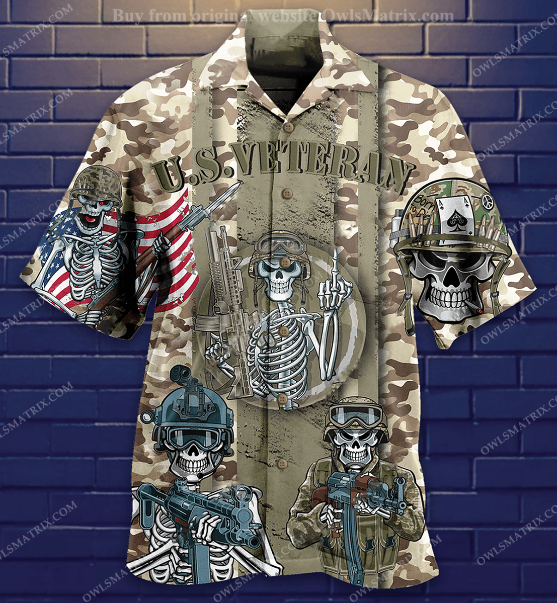 Veteran Us Skull Style Limited Edition – Hawaiian Shirt-1