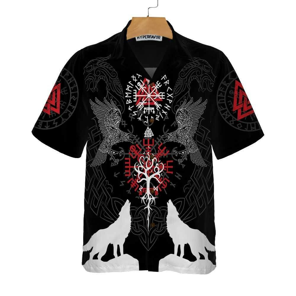 Viking Raven And Wolf Hawaiian Shirt