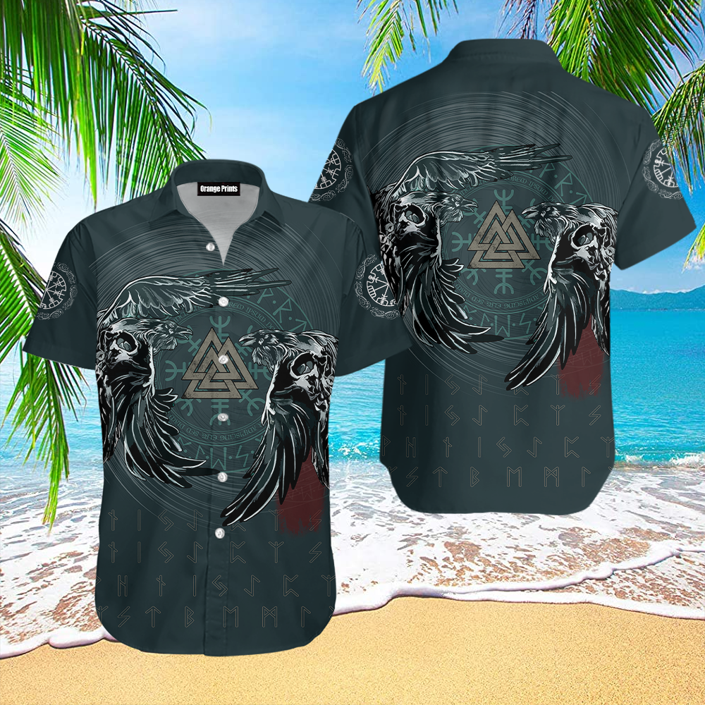 Viking Ravens Skull Tattoo Hawaiian Shirt For Men Women Adult
