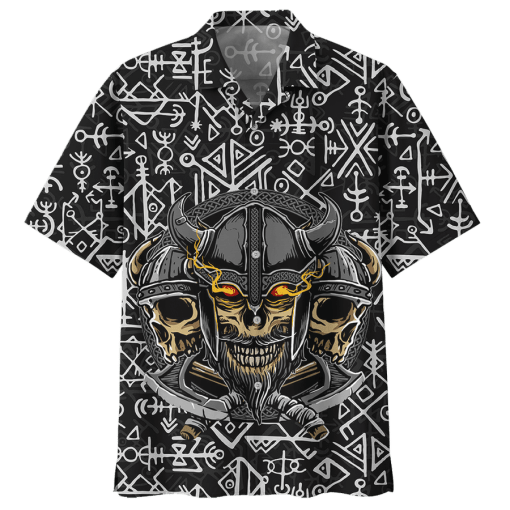 Viking Skull And Axes Hawaiian Shirt-1