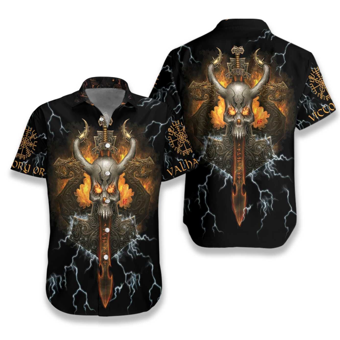 Viking Skull Ez16 0512 Hawaiian Aloha Shirts