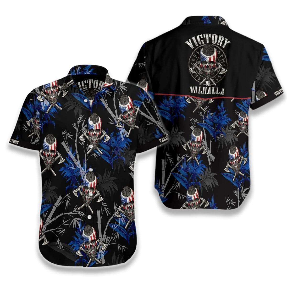 Viking Skull Victory Or Valhalla Hawaiian Shirts Hawaiian Shirt