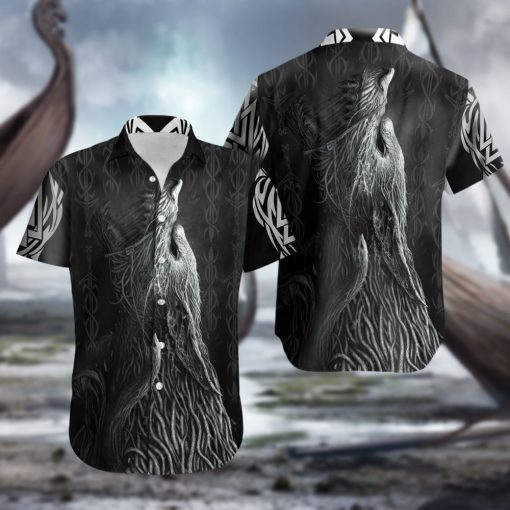 Viking Wolf Hawaiian Shirt – Gift For Skull Lover-