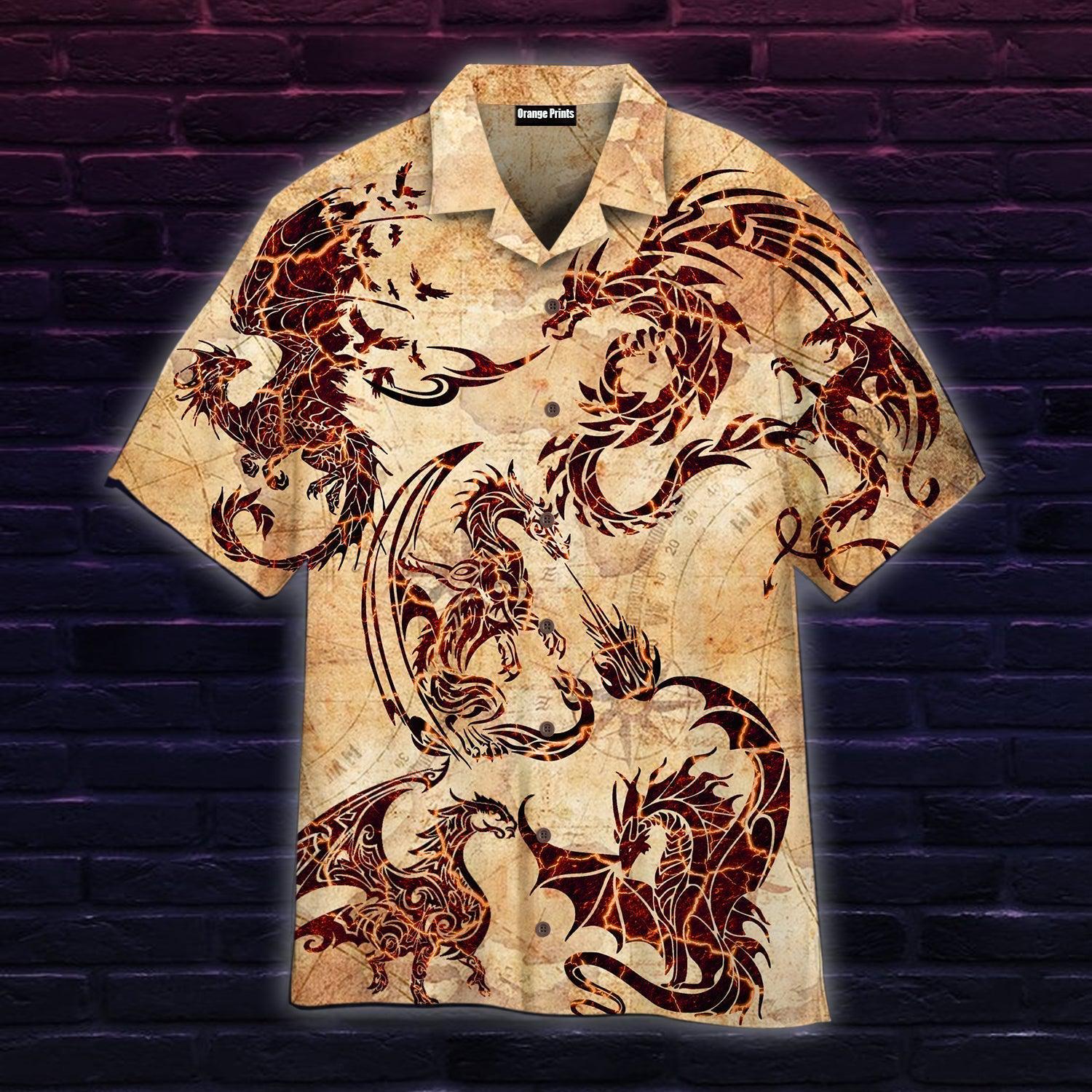 Vintage Dragon Viking Tattoo Hawaiian Shirt