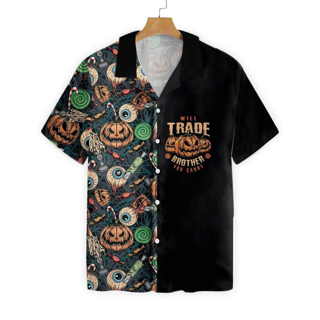 Vintage Halloween Scary Pumpkin Hawaiian Shirt