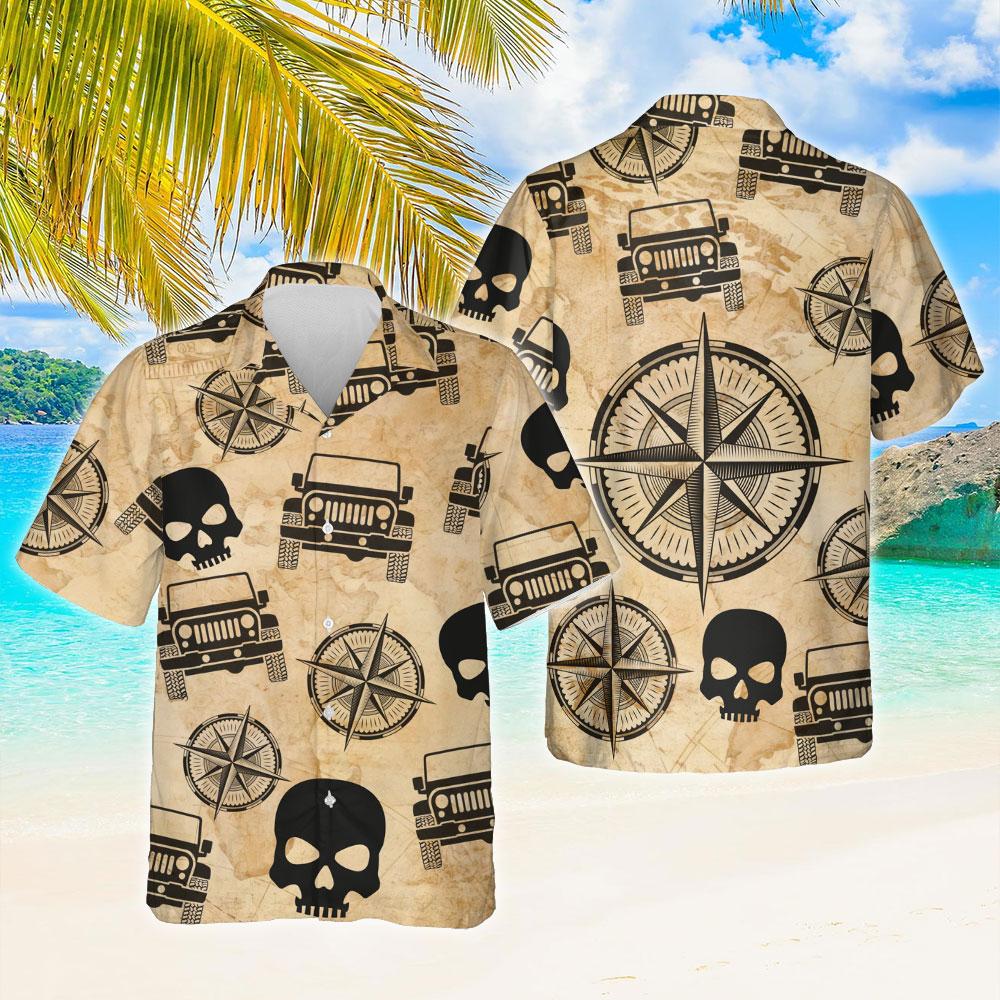 Vintage Jeep Skull Hawaiian Shirt