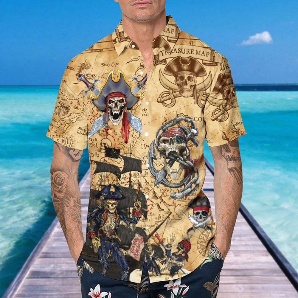 Vintage Pirate Skull Hawaiian Shirt This Trends Summer