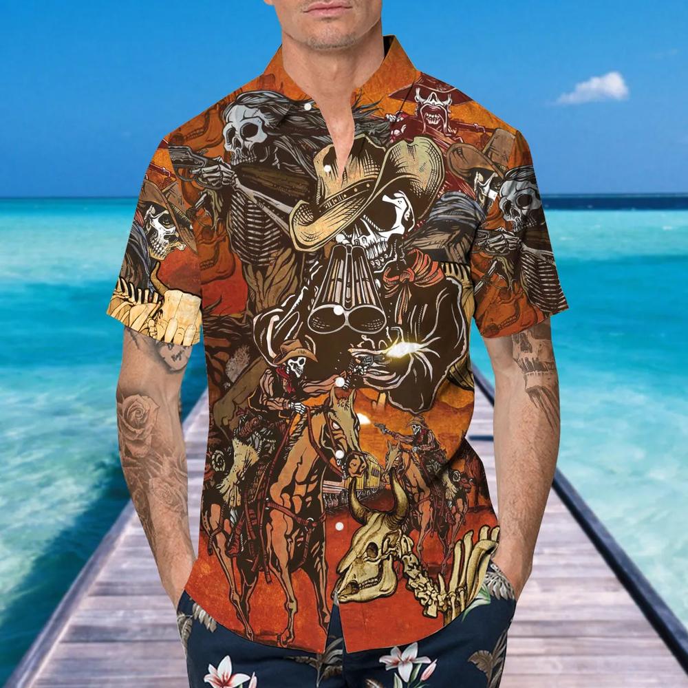 Vintage Skull Cowboys Hawaiian Shirt