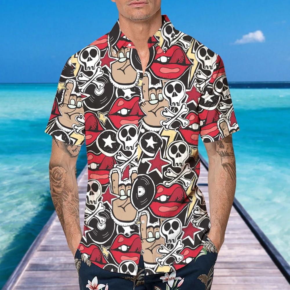 Vintage Skull Icon Hawaiian Shirt