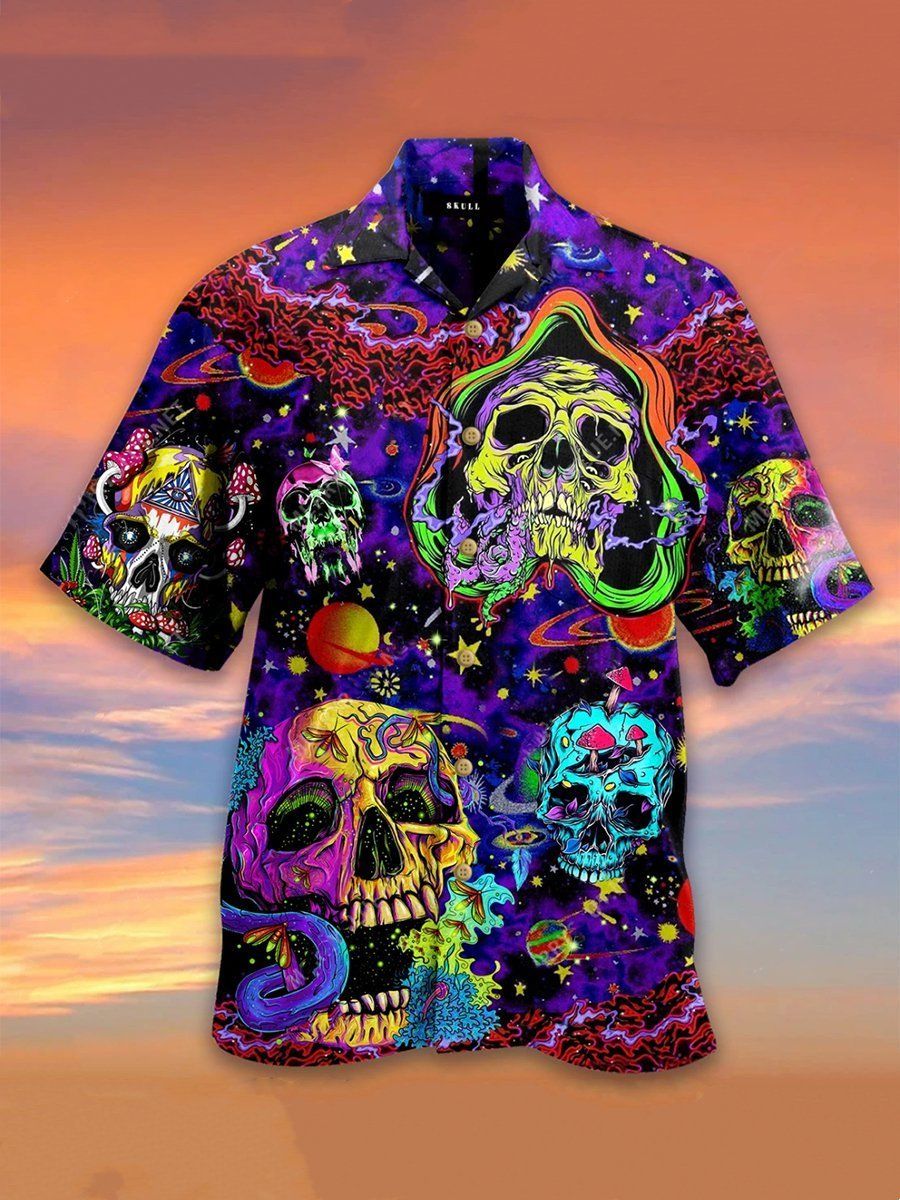 Vintage Skull Life Is Colorful Hawaiian Shirt Unisex Adult