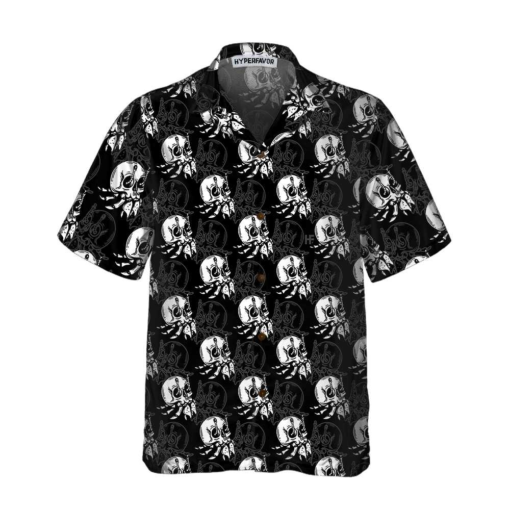 Vintage Style Skull Shell Hermit Crab Seamless Pattern Hawaiian Shirt