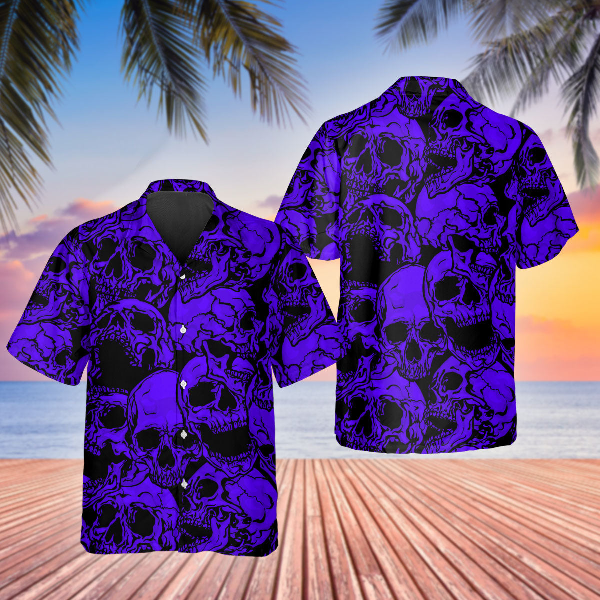 Violet Head Violet Skull Hawaiian Shirt-1