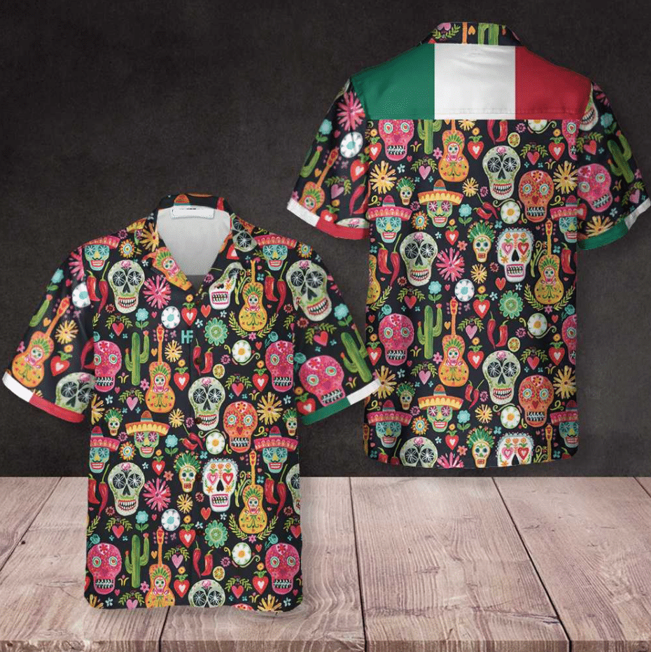 Viva Mexico Day Of The Dead Sugar Skull Hawaiian Shirt