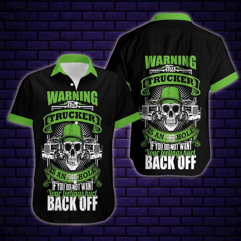 Warning This Trucker Skull Hawaiian Aloha Shirts