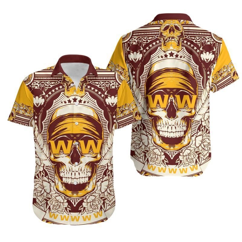 Washington Nfl Hawaiian 3d Shirt Skull 01 For Fans-1