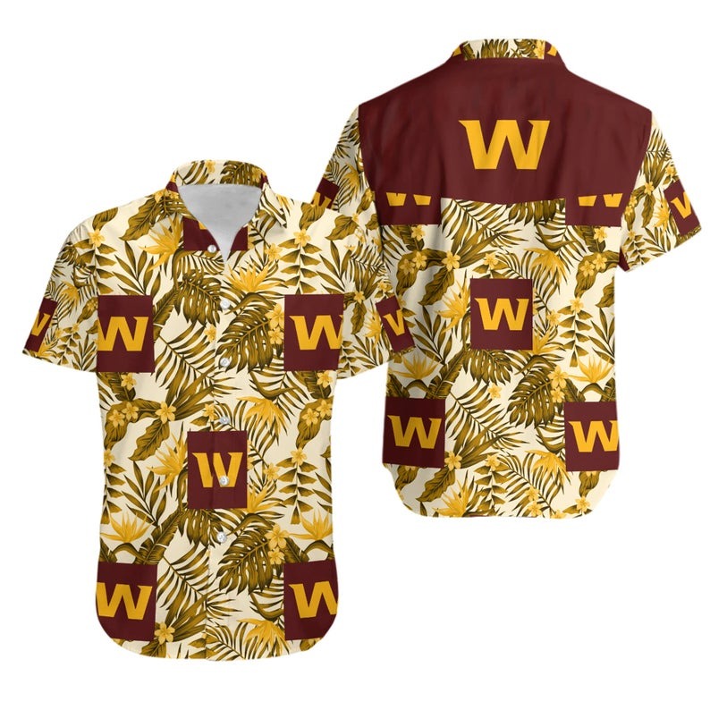Washington Nfl Hawaiian Shirt Tropical Leaves 03 For Fans-1