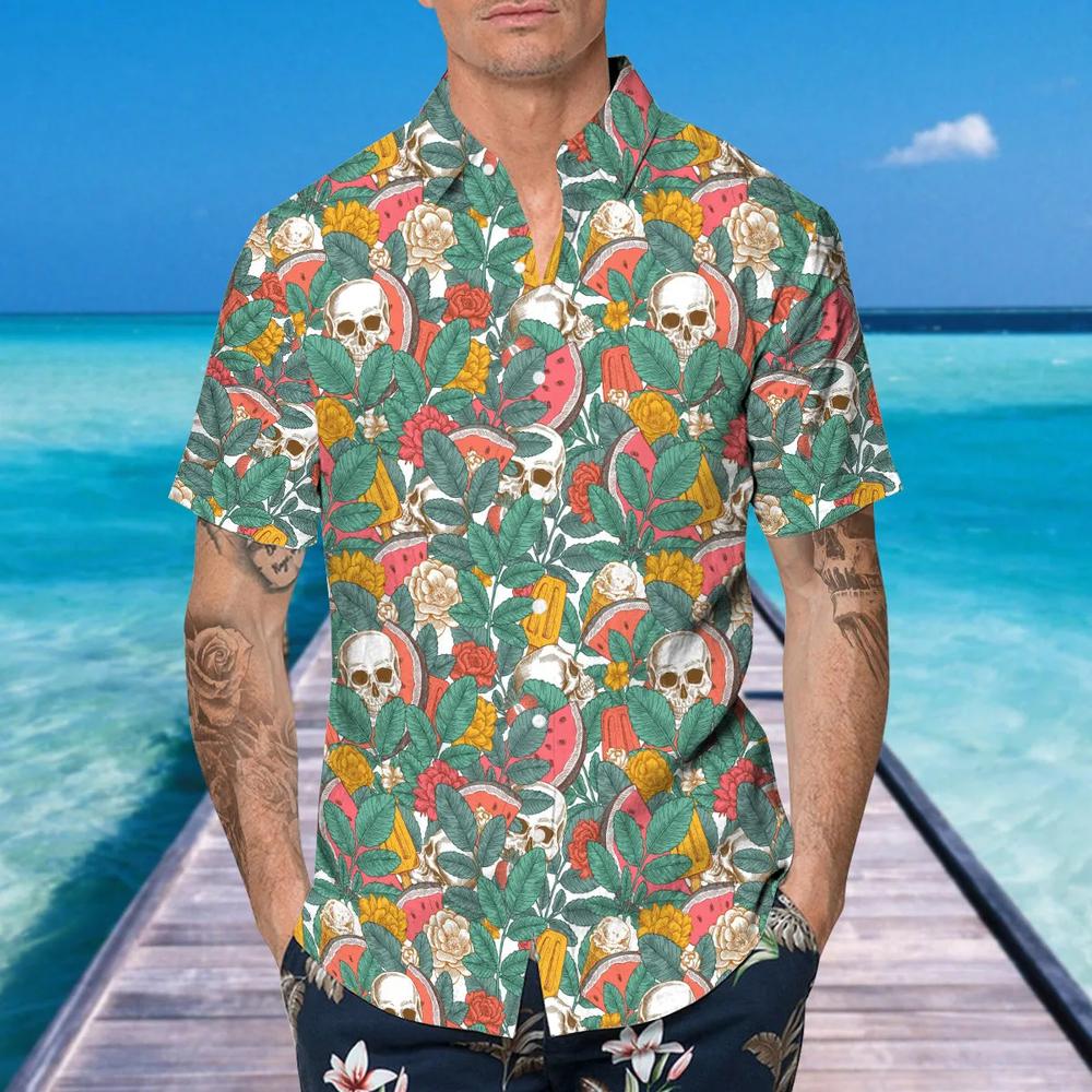 Watermelon Skull Hawaiian Shirt