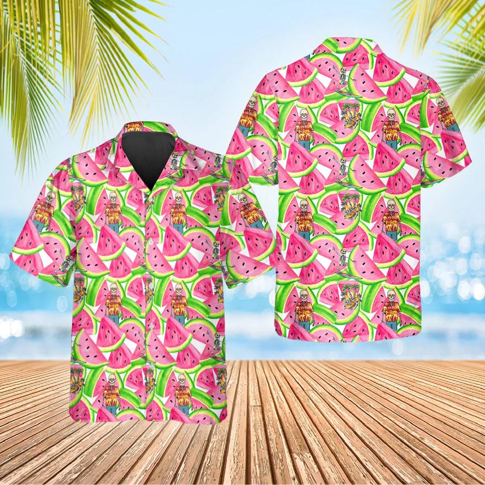 Watermelon With Skull Hawaiian Shirt
